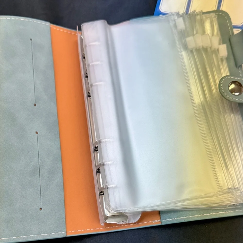 Cyan Budget Binder, Money Saving Binder with Zipper Envelopes, Cash Envelopes